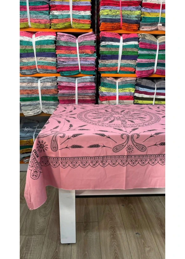Dikişli Leke Tutmaz Masa Örtüsü ms2 pembe