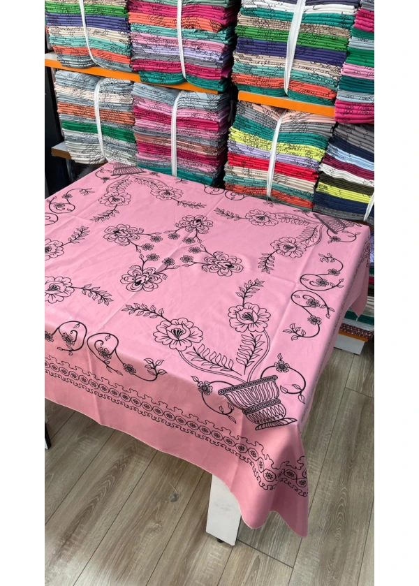 Dikişli Leke Tutmaz Masa Örtüsü ms1 pembe