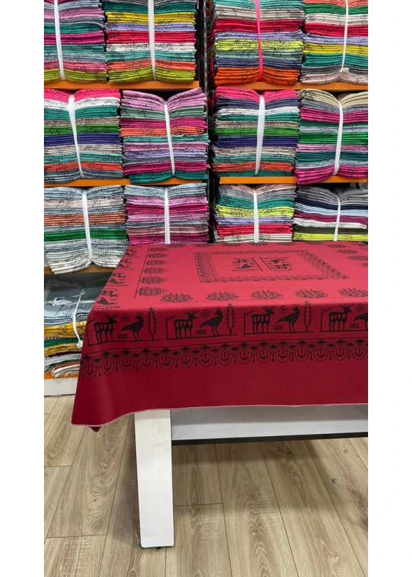 Dikişli Leke Tutmaz Masa Örtüsü ms3 bordo