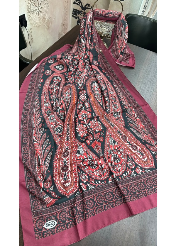 Etnik Desen Pamuk Soft Şal LRD-2 Kırmızı