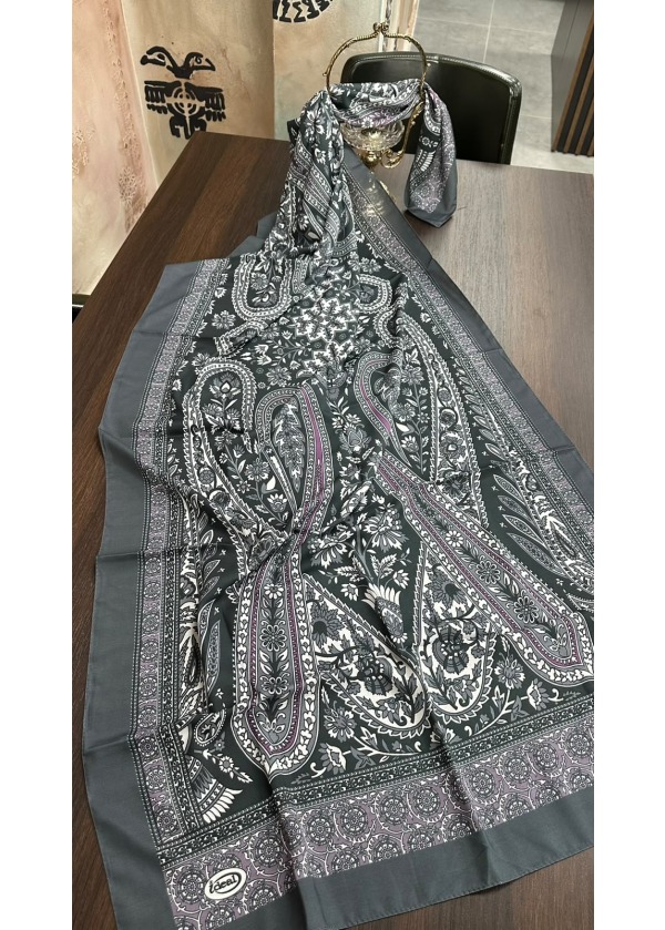 Etnik Desen Pamuk Soft Şal LRD-2 Gri