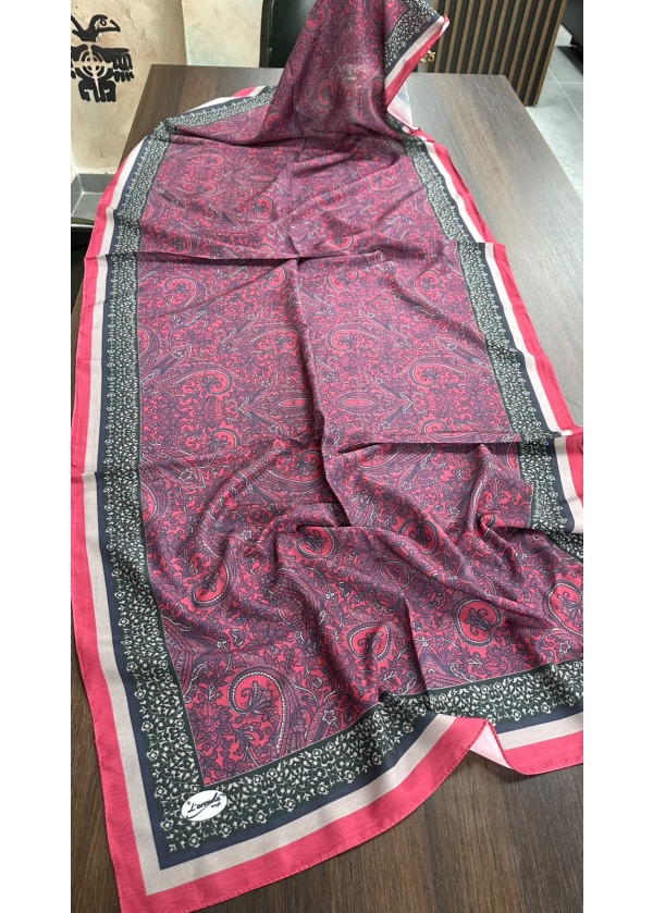 Etnik Desen Pamuk Soft Şal LRD Kırmızı