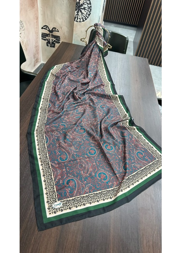 Etnik Desen Pamuk Soft Şal LRD Turkuaz