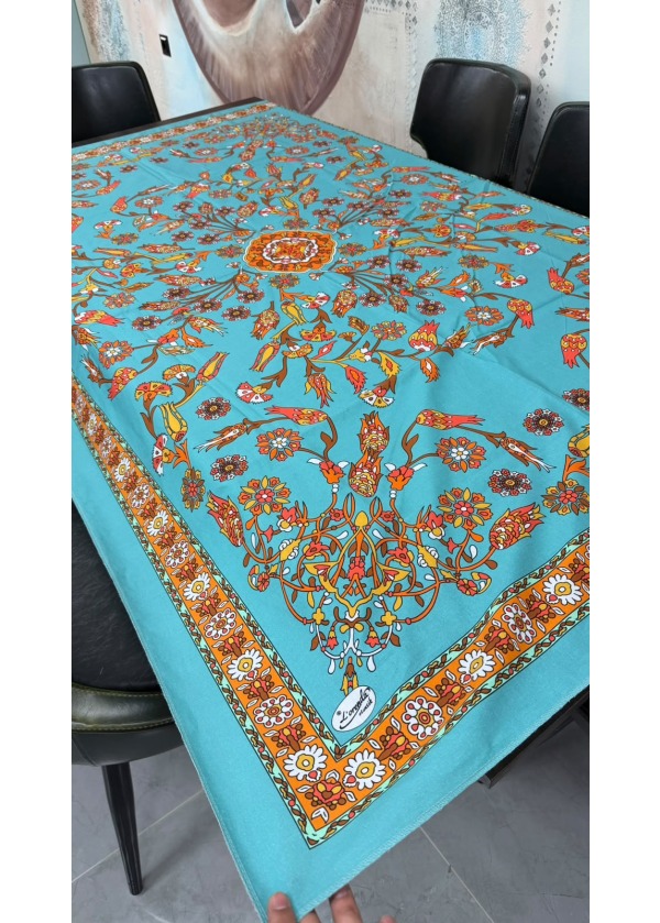 Lorenda Reaktif Lale Desenli Dikdörtgen Masa Örtüsü 6