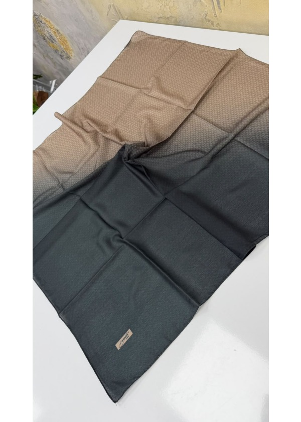 Saf Desenli Degrade Organik Soft Eşarp Hardal-Petrol Yeşil