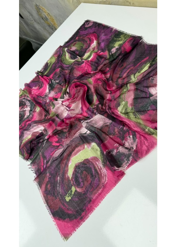 Hırçın Dalgalar Empirme Cotton Eşarp Yazma Şeker pembe