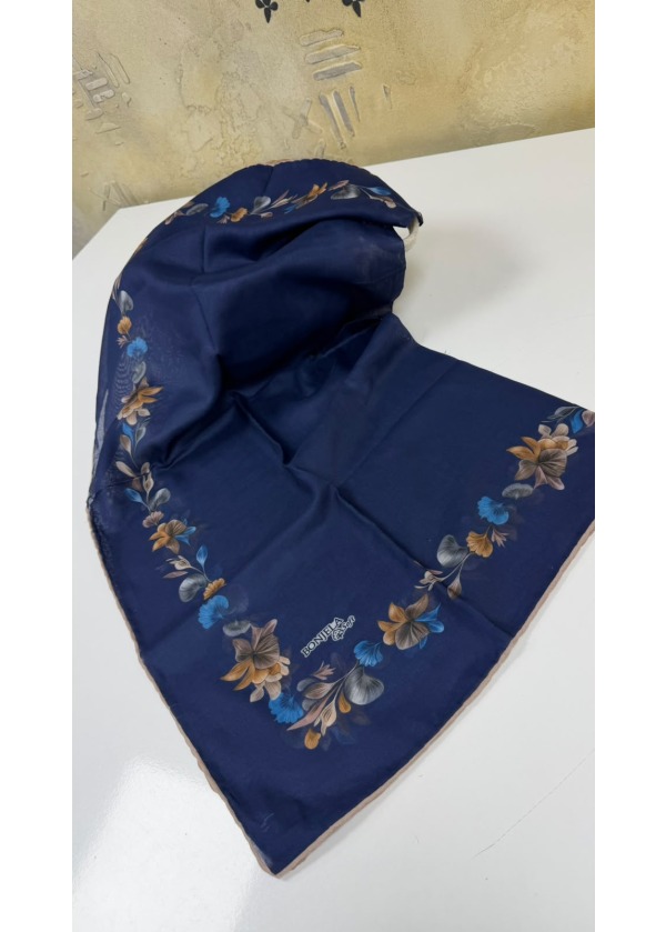 Çiçek Şerit Pamuk Soft Eşarp 18