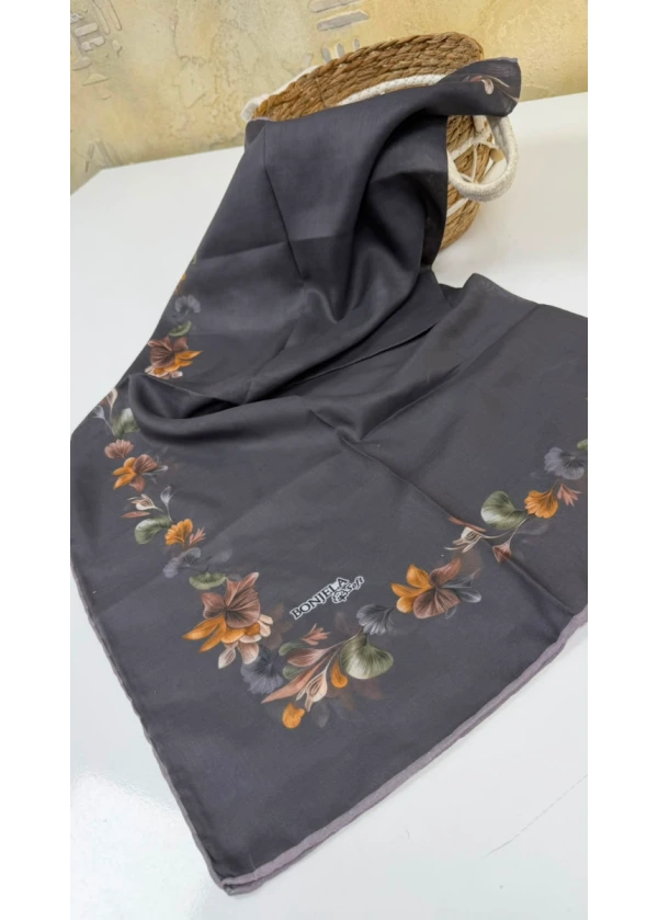 Çiçek Şerit Pamuk Soft Eşarp 8