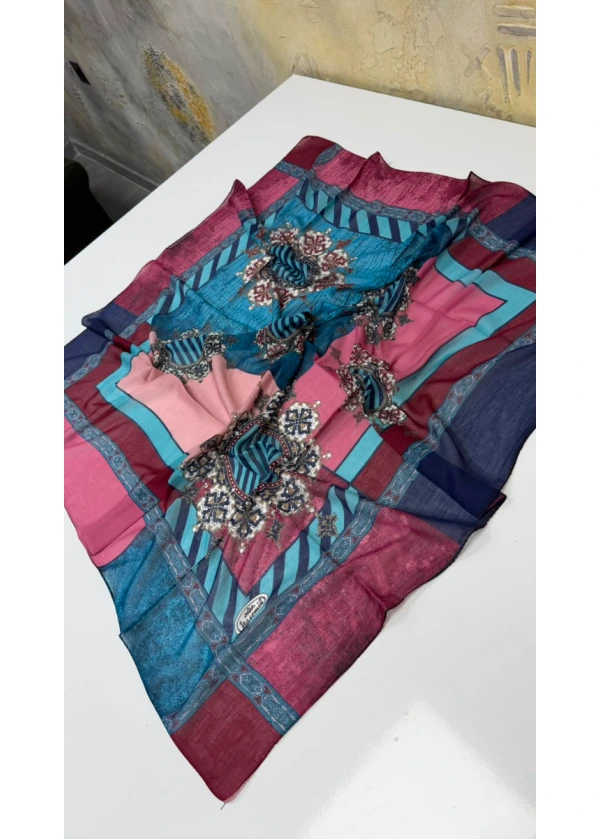 Yasemin Çapraz Şeritli Desen Dikişli Yazma 2