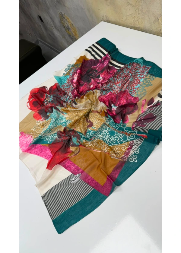 Yasemin Gül Desenli Dikişli Yazma 4