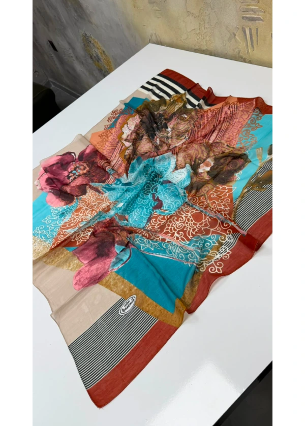 Yasemin Gül Desenli Dikişli Yazma 14