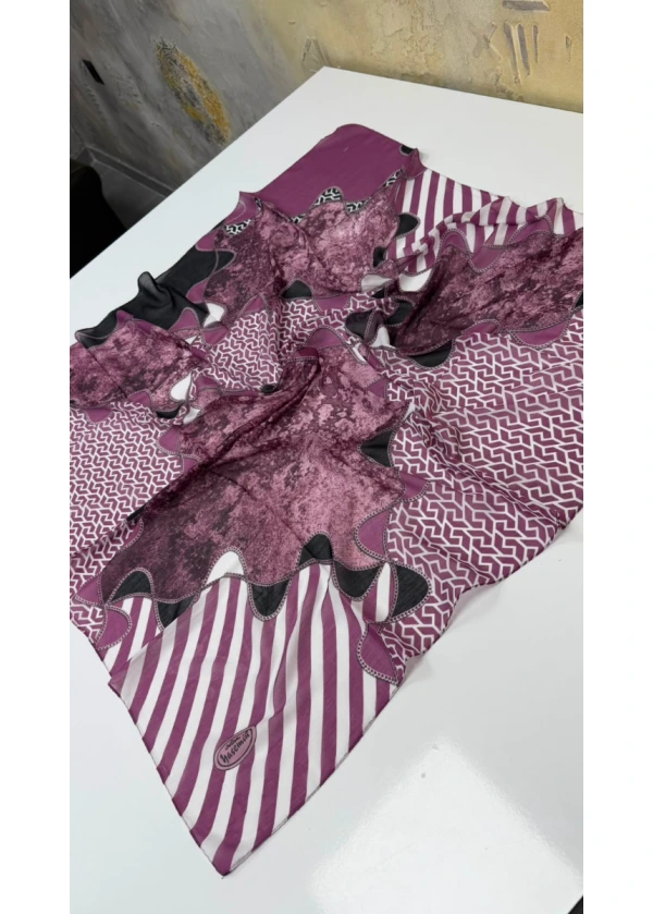 Yasemin Modern Çizgili Dikişli Yazma 1