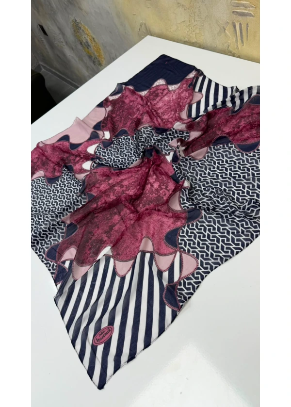 Yasemin Modern Çizgili Dikişli Yazma 2