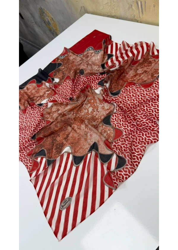 Yasemin Modern Çizgili Dikişli Yazma 3