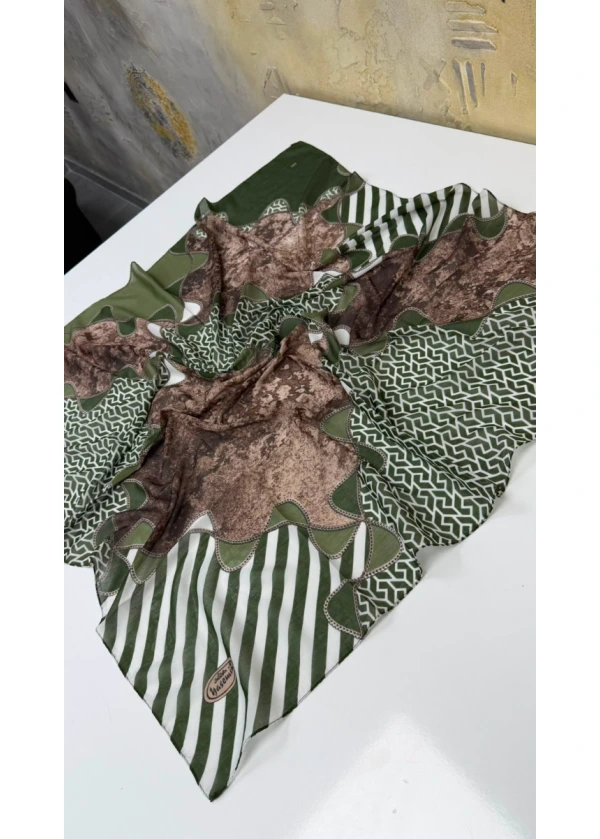 Yasemin Modern Çizgili Dikişli Yazma 6