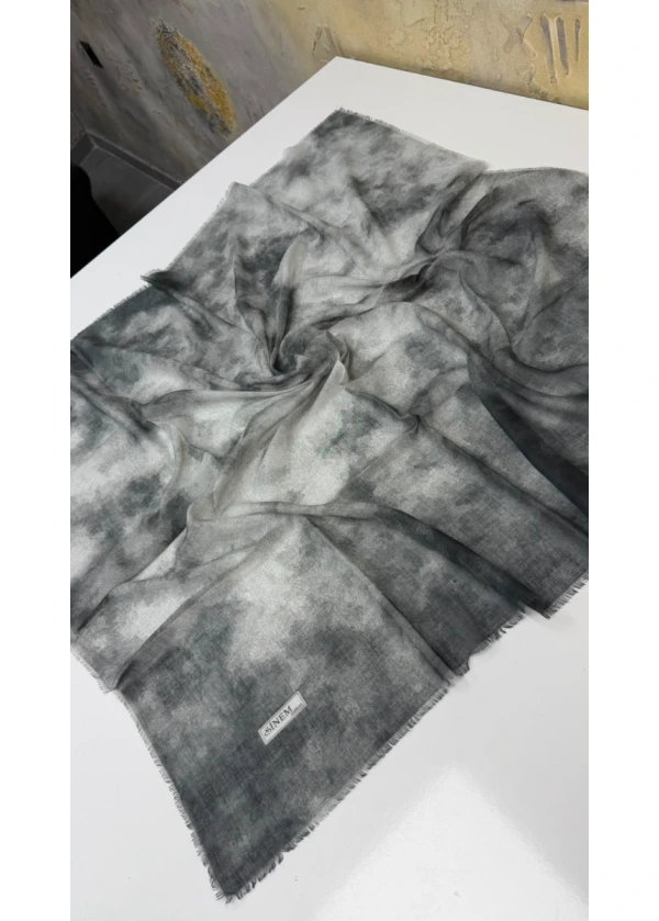 Sinem Buğulu Desen Empirme Cotton Eşarp Yazma 12