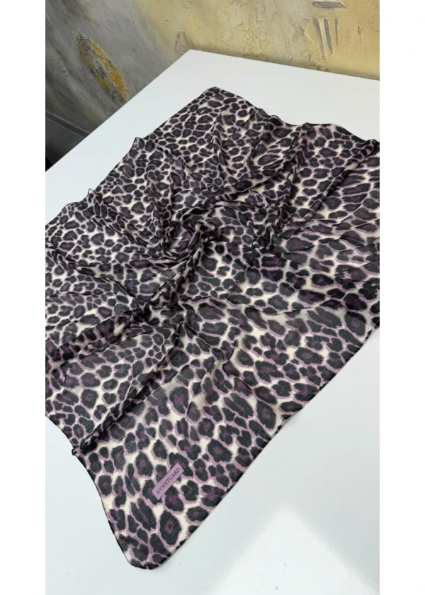 Avantgard Leopar Desenli Dikişli Eşarp Yazma 6