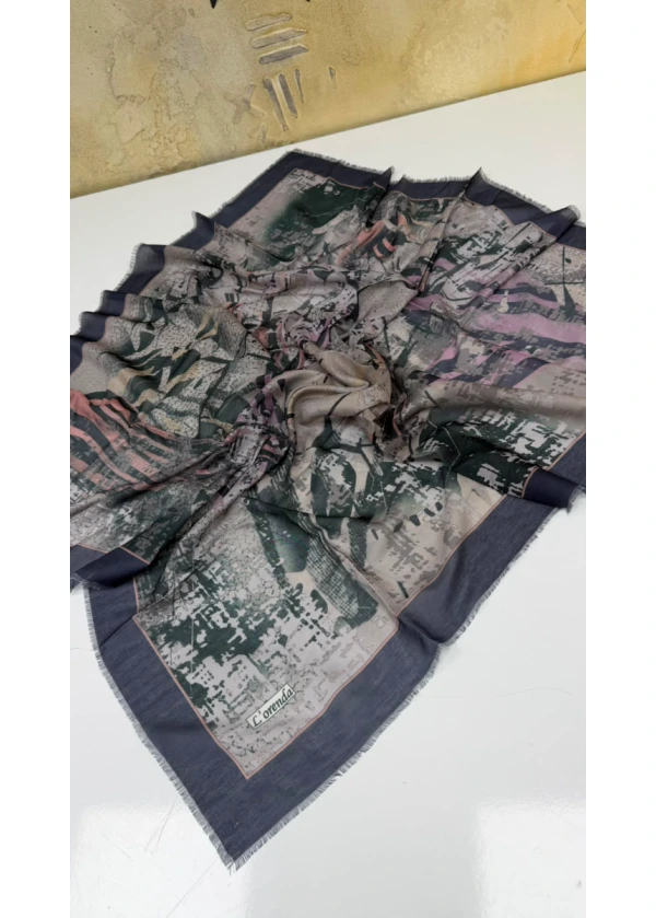 Lorenda Toprak Desen Empirme Cotton Eşarp Yazma 1