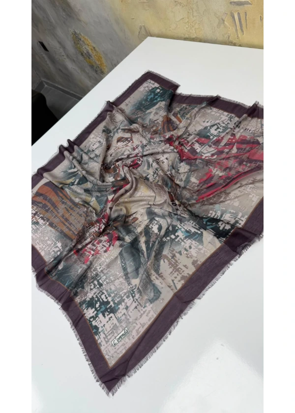 Lorenda Toprak Desen Empirme Cotton Eşarp Yazma 3