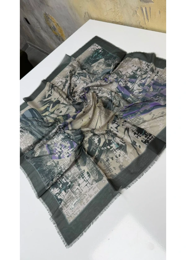 Lorenda Toprak Desen Empirme Cotton Eşarp Yazma 6