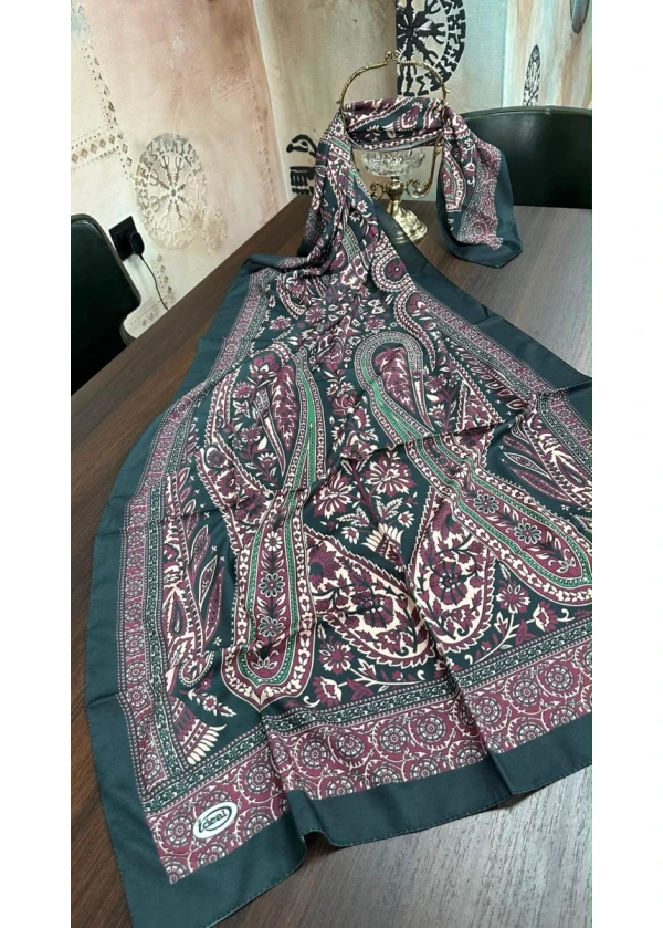 Firuze Lorenda Desenli Soft Pamuk Şal 6