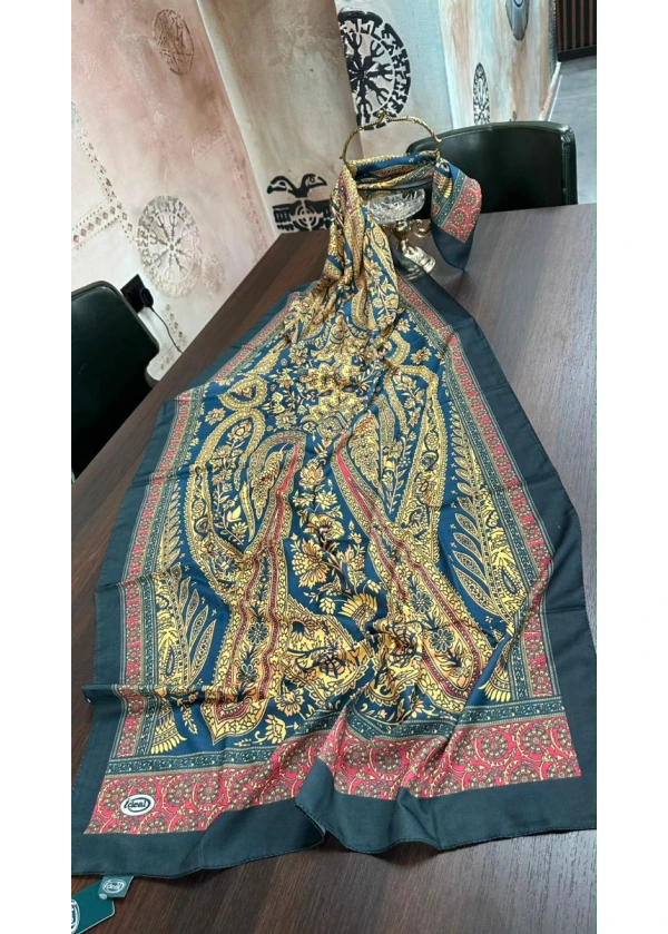 Firuze Lorenda Desenli Soft Pamuk Şal 12