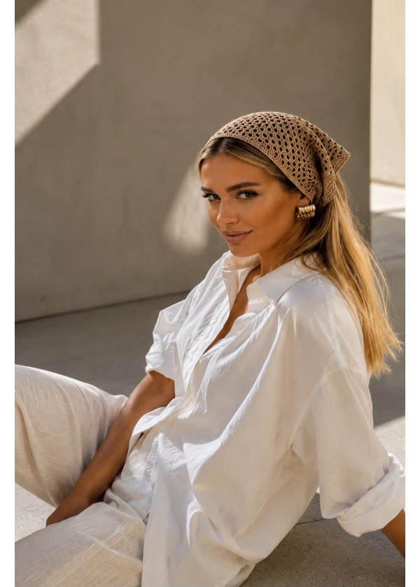 Örgü Bandana Bej